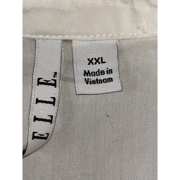Women's peplum XXL White Button-Up Short Sleeve peek a boo shoulder ELLE - Picture 4 of 10